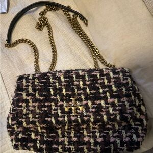 NEW Tory Burch Tweed Shoulder Bag with Gold Chain